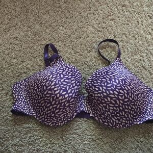 Purple and White Bra with Pattern